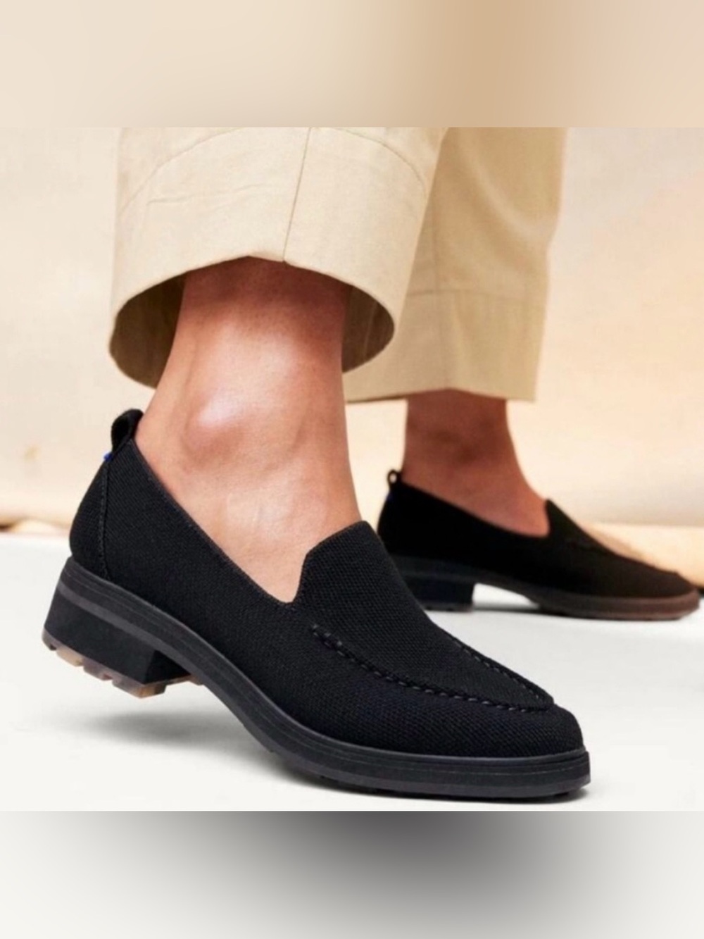 Rothy’s The Lug Loafer Black Washable Comfort Shoes Size 7.5